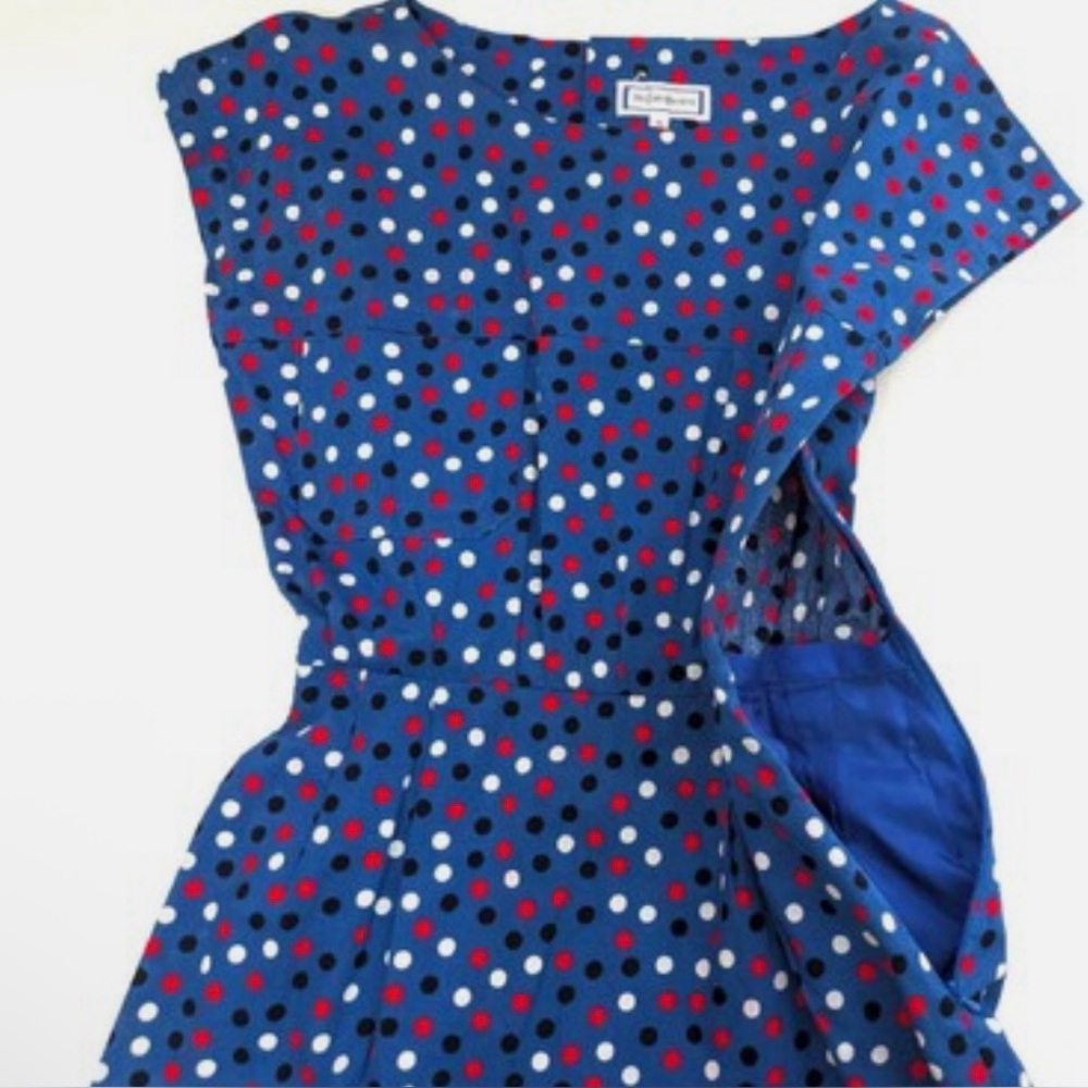 Yves Saint Laurent Blue Polka Dot Mini Dress With COA - Picture 3 of 7